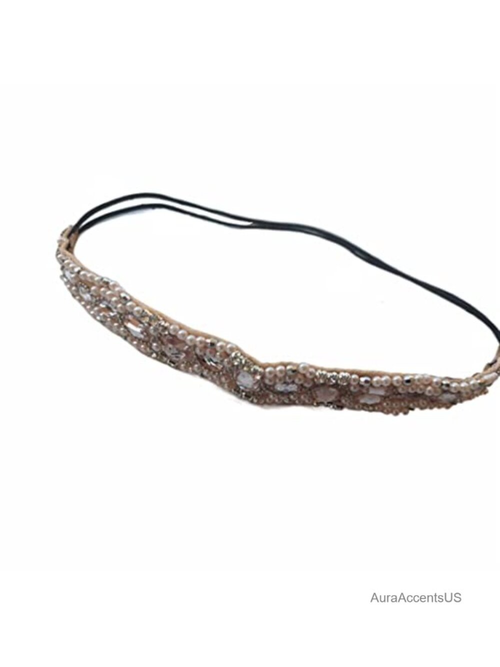Handmade Crystal Rhinestone Beaded Elastic Headband